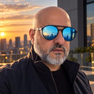 Óculos de Sol Tokyo - Preto Fosco com Azul Espelhado
