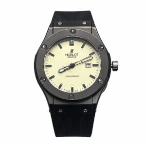 Relógio HBT Caixa Aço Escovado Fumê Pulseira Preta Mostrador White